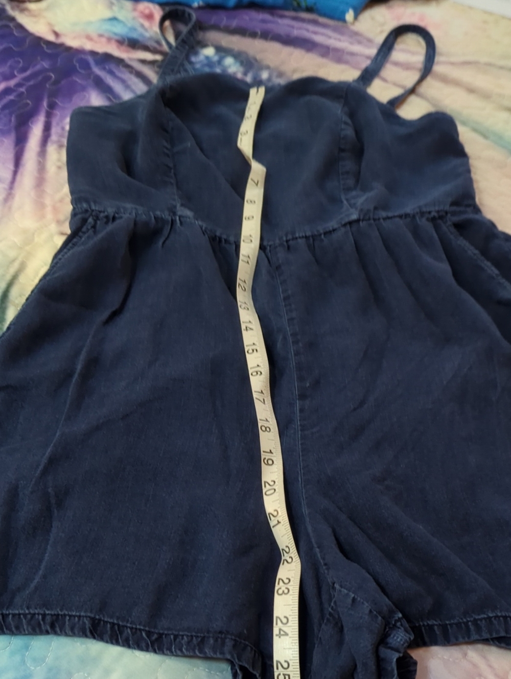 Navy Blue Sleeveless Square-Neck Romper Onesie Size Small - Picture 10 of 16